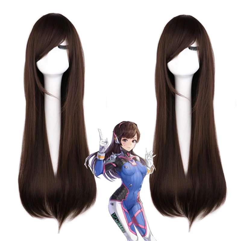 Dva Cosplay Prop - Cosplay-Perücke Anime Game Overwatch DVA Echthaar