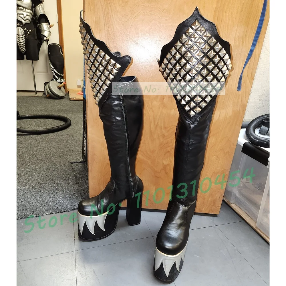 Schwarz Kniehohe Plattform Däm – Cosplay Flame Prop Bewertung und Preis